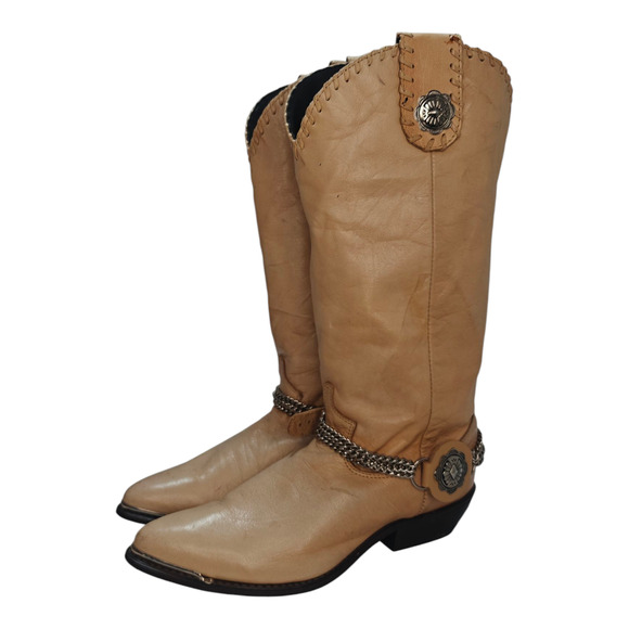 Dingo Shoes - Tan buckle Vintage leather Cowboy boots sz 8.5 by Dingo